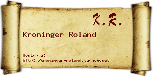 Kroninger Roland névjegykártya